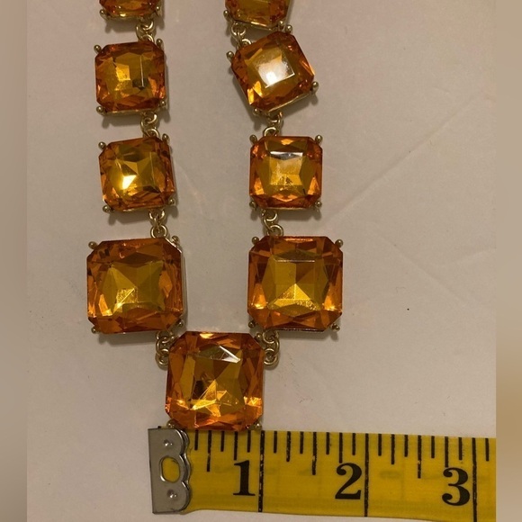 VINTAGE STUNNING orange topaz color necklace and earring set.​​ - Picture 12 of 16